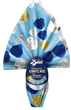 BACI PERUGINA Maxi Uovo di Pasqua 2025 Cioccolato al Latte con Sorpresa e 4 Cioccolatini 380g