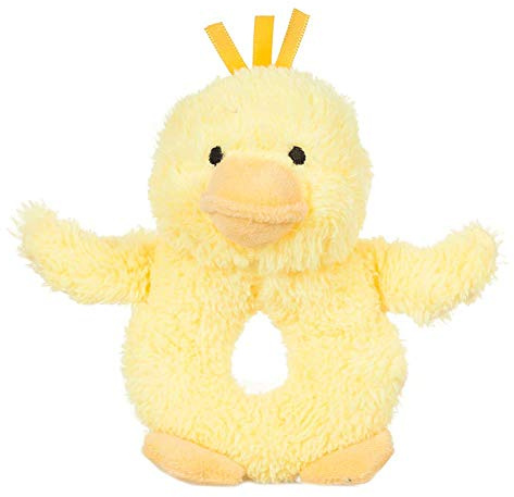 Apricot Lamb Baby Duck Soft Rattle Toy, Plush Stuffed Animal for Newborn Soft Over 0 Months (Duck, 6 Inches)