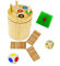 Spiel: Ab in die Box rund + Gratis 1 Minis Holzkreisel| Spaß für die ganze Familie und für Kinder ab 2 zum Lernen von Zahlen und Farben | Lernspiel | Würfelspiel | Reisespiele unterwegs