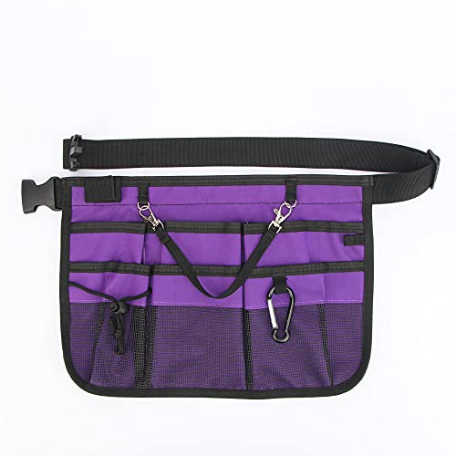 Gardening Tool Waist Bag Belt Adjustable Tool Apron Organizer with 8 Pockets Hanging Pouch Tool Belt (Purple)