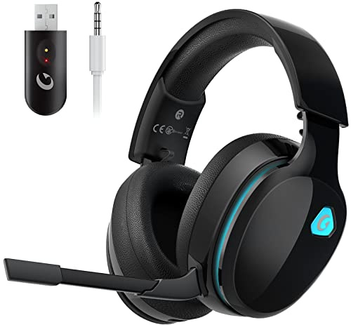 Gtheos 2.4GHz Wireless Gaming Headset for PC, PS4, PS5, Mac, Nintendo Switch, Bluetooth 5.2 Gaming Headphones with Noise Canceling Microphone, Stereo Sound, ONLY 3.5mm Wired Mode for Xbox Series-Black