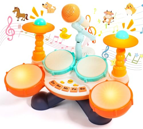 Batterie Jouet Bebe 1 an - Instruments de Musique Enfants Tambour Enfant Jouet 1 2 an Fille Jeux Cadeau Paques Enfant 1 2 Ans Bébé Fille Garçon