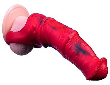 Guaina di estensione in silicone a forma di cavallo per pene maschile con fibbia estensibile per aumentare la lunghezza e la circonferenza (rosso)