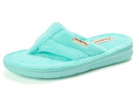 Dearfoams Women's Melanie Terry Thong Slipper, Aruba Blue, 9-10