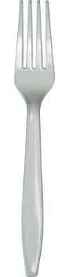 Forchette in plastica riutilizzabile colore argento satinato - la confezione comprende 15 forchette