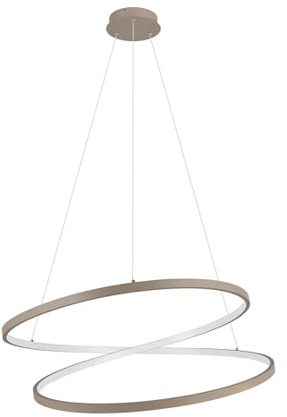 EGLO LED Hängelampe Ruotale, Pendelleuchte über Esstisch, Esszimmerlampe geschwungen, Hängeleuchte Ringe aus Metall in Sand, warmweiß, Ø 70 cm