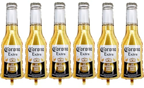 6PCS Large Size Beer Bottle Mylar Balloons for Man Party, Bar Valentines, Wedding, Mexican Party Decors Aluminum Balloon Birthday Party Supplies (Coronar)