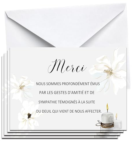 MKISHINE 50 Carte Sincères Condoléances avec Enveloppe - Décès et Deuil - Cérémonie Funéraire Cartes Remerciement Deuil - Condoléances Décès Obsèques ou Enterrement - Papier de Qualité Format a6 (50)