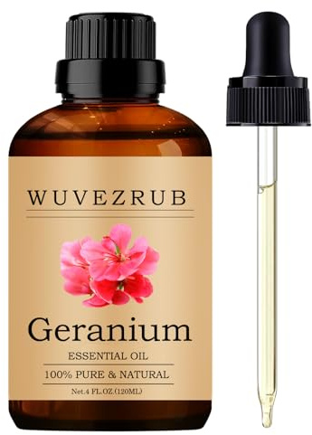 Wuvezrub Geranium Essential Oils 120ML, Pure Geranium Essential Oil for Aromatherapy Diffuser - 4 Fl Oz
