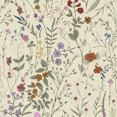 Murgall Selbstklebend Tapete 44x300cm Blumen Klebefolie Wandtapete Bauernhof Wildwood Tapeten Selbstklebende Möbelfolie Tapete für Home Schlafzimmer Schränke