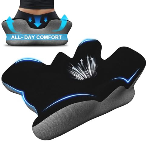 Seat Cushion for Hip Coccyx Pressure Relief, 6in Thick Extra Large Ergonomic Memory Foam Cushions for Sciatica Pain Relief, Sitting Seat Pad on Chair, Drive Seat, Wheelchair, Airplane,All Day Comfort