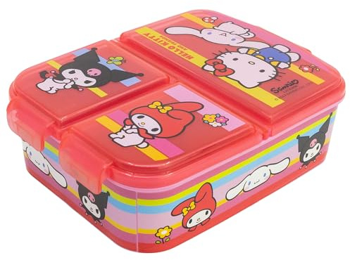 STOR Hello Kitty Matlåda Barn 3 Fack 2156ml - BPA-fri Lunchbox Skola Förskola Barnmatlåda med Fack