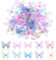 Farfalle 3D, 60 pezzi, in organza, in chiffon, traslucido, decorazione a farfalla, per decorazioni fai da te, scrapbooking, bagagli, pareti, finestre, fermaglio per capelli