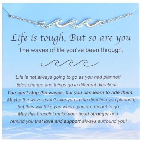 THSOGO Inspirational Wave Bracelet for Women - Unique Get Well, 'Thinking of You' Gifts, Ideal for Friend Sister Mom Daughter