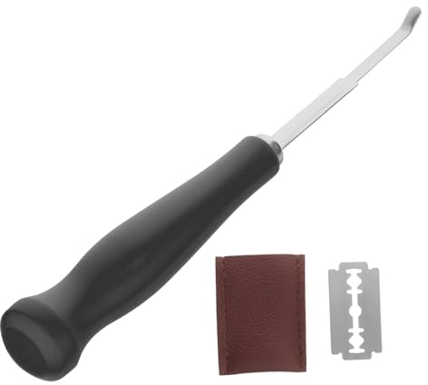 TOYZFRIENDY Cuchillo para Baguette con Mango Negro Cortadores de Masa y Herramientas para Marcado de Pan Profesional para Panadería y Repostería