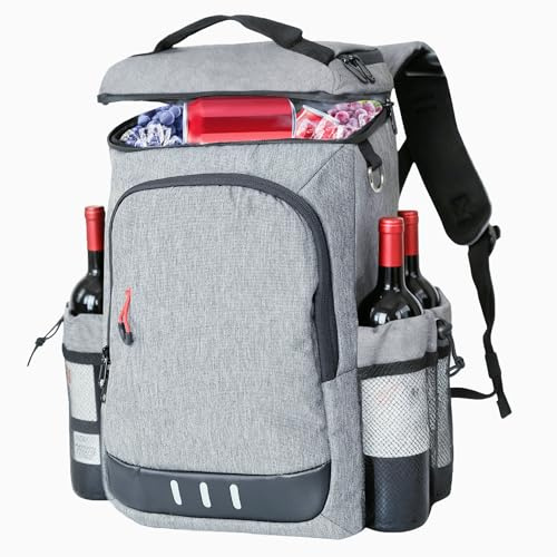 Camping Kühlrucksack,24L Kapazität Isolierter Picknickrucksack, Wasserdichter Rucksack-Kühler Auslaufsicher Tragbare Weiche Kühltasche für Strand, Reisen, Picknick