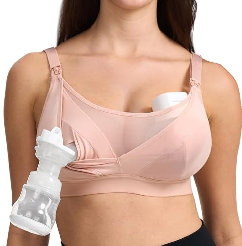 momcozy mesh-stödpump-bh handsfree för 36C-44G – bekväm amnings-bh i plusstorlek, pumpar och amning i ett