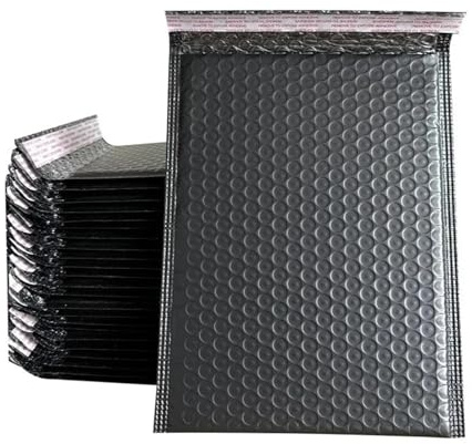 50 st självtätande luftbubblor postpåsar vattentäta expressleveranser leveranser småföretag tillbehör för kläder för förpackning (svart, 29 x 36 cm)