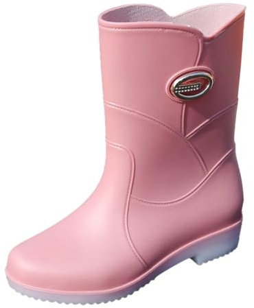 Bottes en caoutchouc antidérapantes mi-hautes pour femme | PU/silicone, imperméable, tige mi-haute, semelle antidérapante, couleur unie, pour cuisine, extérieur, jardinage