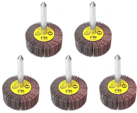 Klingspor KM 613 Fächerschleifer/Lamellenschleifer | 40 x 15 mm (Schaftdurchmesser: 6 mm) | 5 Stück | Körnung: 80