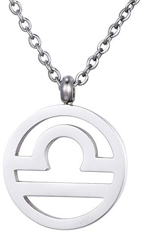 Morella Damen Halskette Sternzeichen Waage Edelstahl Silber im Samtbeutel