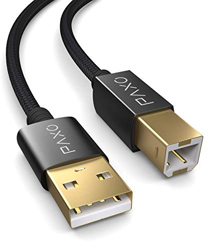Cavo stampante USB 1m Nylon, nero, spina USB A a USB B, cavo di ricarica, cavo dati, spina oro