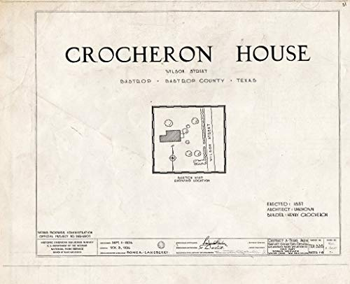Historic Pictoric : Blueprint HABS TEX,11-Bast,3- (Sheet 0 of 8) - Henry Crocheron House, 1502 Wilson Street, Bastrop, Bastrop County, TX 14in x 11in