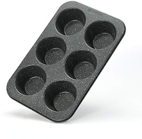 Monfish extra large muffin pan jumbo cupcake tray Carbon steel stone finish 3.5 inch cup