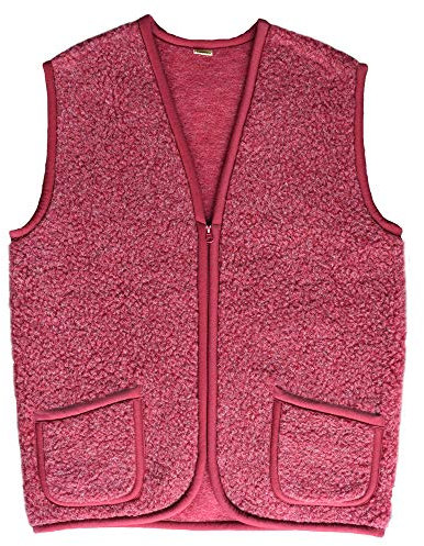 SamWo, Schafwollweste aus 100% Merinowolle, SWWA zip (XL, weinrot)