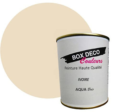 BOX DECO COULEURS Peinture bois intérieur extérieur à base d'acrylique aspect velours-satin Aqua Bois - 750ml, Beige Ivoire