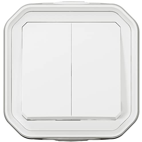 Legrand - Commande pour fonction double interrupteur ou va-et-vient 10A ou poussoir 10A étanche Plexo complet pour montage en apparent blanc