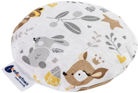 Medi Partners Kirschkernkissen Wärmekissen Körnerkissen für Babys 180g rund 15cm Öko Natur 100% Baumwolle Wärme + Kältetherapie Massagetherapie (Reh)