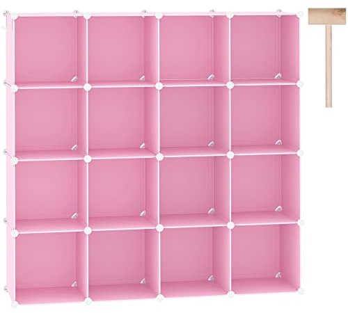 C&AHOME Würfel-Aufbewahrungs-Organizer, 16 Würfelregale, Kunststoff-Aufbewahrungswürfel, DIY-Schrank-Organizer, modulare Schrank-Aufbewahrungsregale, ideal für Zuhause, Schlafzimmer