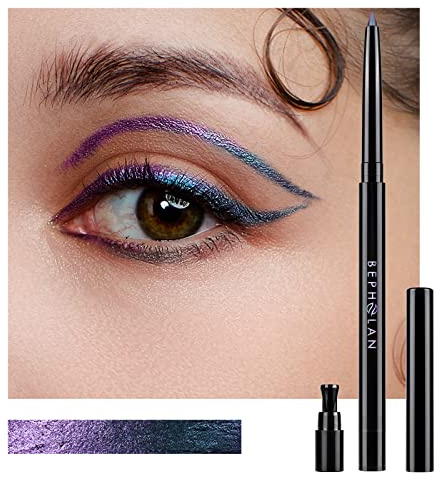 BEPHOLAN Metallischer Eyeliner, blau-violett, wechselnde Farben, Glitzer, wasserfester Eyeliner, 24 Stunden langanhaltender Stift, Lila-Blau (Nordlicht)