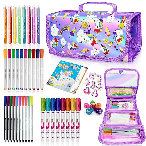 weirtoya Einhorn Geschenke für Mädchen 4 5 6 7 Jahre, Filzstifte Glitzerstifte Mädchen Spielzeug ab 4-7 Jahre Mädchen Einhorn Spielzeug Mädchen Geschenk