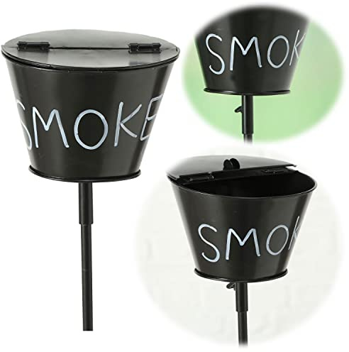 LS-LebenStil Teleskop Windaschenbecher BBQ Tonne Smoke Schwarz Weiß 65-115cm hoch Gartenstab Ashtray Stand-Aschenbecher Sturmaschenbecher