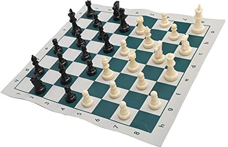 Dioche Juego de Ajedrez Juego de Ajedrez Estándar Internacional Juego de Plástico Goma Verde y Juego de Ajedrez Estándar Internacional Juego de Ajedrez de Plástico Grande de
