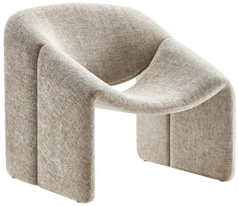 Modway Vivi Chenille Upholstered Accent Khaki-Plush, Comfy Armchair, Ideal as a Modern Barrel, Lounge Reading Chair for Living Room, Bedroom or Cozy Corner Seating