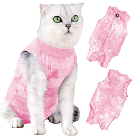 Mezrkuwr Katzenbody Nach Op Kastration für Katzen Kleidung weicher Einteiler Kätzchen-Spay-Halsband-Alternative Operationsgenesungsanzüge für Katzen (M)