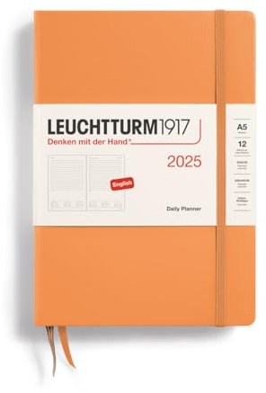 LEUCHTTURM1917 370703 Tageskalender Medium (A5) 2025, Apricot, Englisch