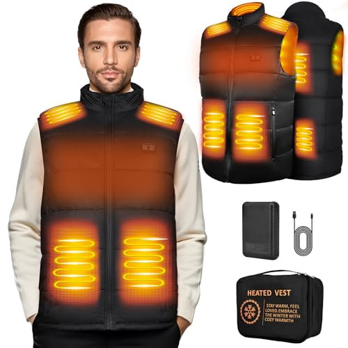 Elrhf Beheizbare Weste,Heizjacke mit Powerbank,Intelligente Duale Steuerung Heizweste,Wärmeweste Outdoor-Winterjacke (DE/NL/SE/PL, Alphanumerisch, M, Regular, Regular, Normal)