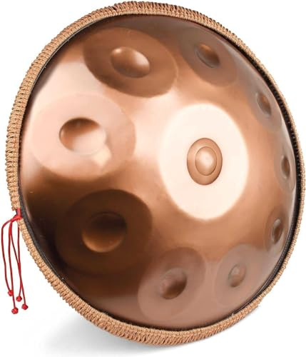 Handpan Drum en acier 432 Hz doré en ré mineur avec notes de 9/10/12/14 notes de 55,8 cm, avec étui à main et support, kit résistant