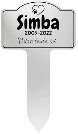 GRAVURE CONCEPT Plaque Funéraire pour Animaux - Stèle Commémorative Personnalisable PVC (Chien/Chat etc) - (Modèle 2 / Blanc Texte Noir)