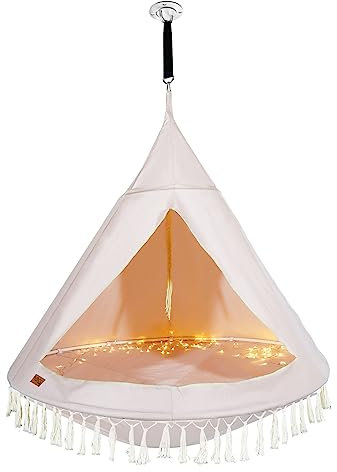 CCLIFE Altalena a Nido con Tenda Ø 120 cm Esterno & Interno Altalena Rotonda per Bambini e Adulti da Giardino Max.120kg Rosa