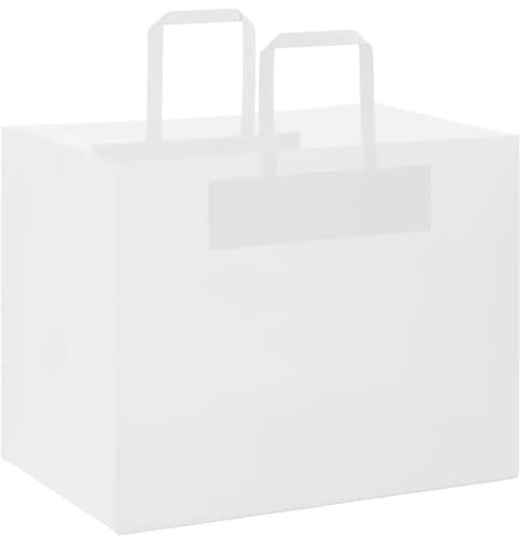vidaXL Pappersbärväskor 50 st, papperspåsar med handtag, kraftpapperspåsar, presentpåsar för shopping bröllop förpackningar fester födelsedag jul, vit 32 x 22 x 24 cm