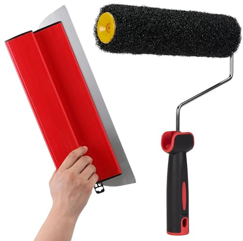 Drywall Skimming Blade Smoothing Spatula Plastering Wall Plastering Tools, High Grade Drywall Skimming Blade for Plastering (16inch/40cm with Paint Roller Cover)