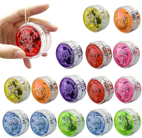 RNPKZ 15 Pièces Jouets Yoyo LED, Yoyo de Lumière LED, Yo-Yo Réactif en Plastique, Yoyo Professionnel, Yoyo Divertissant pour Débutant et Enfants, YoYo pour Fête d'anniversaire, Fêtes et Célébrations