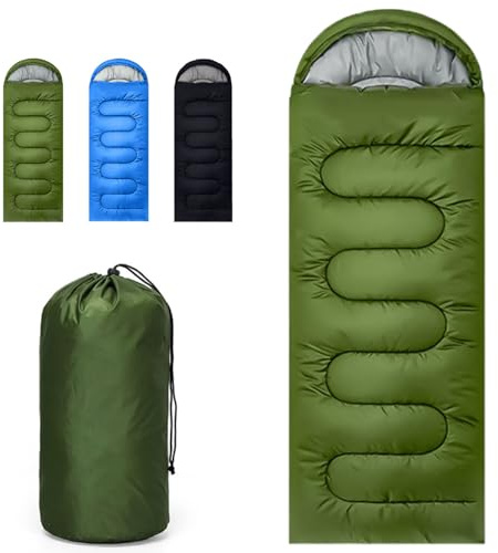 Sleeping Bags for Adult and Kids - Ultralight 3 Season Sleeping Bag for Cold Weather, Compact Backpacking Camping Sleeping Bag for Girls Boys, Lightweight Sleeping Bags for Outdoor Camping (Green)