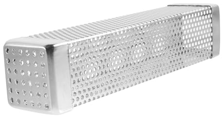 MERRYHAPY Caja Ahumador de Acero Inoxidable para Barbacoa con Orificios para Astillas de Madera Resistente y Fácil de Limpiar Compatible con Parrillas de Gas para Barbacoas al Aire y