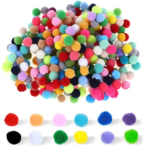 Pompones para manualidades, 500 unidades de 1 cm de colores, mini pompones para manualidades, bolas de fieltro coloridas, bolas esponjosas multicolores, manualidades creativas para decoración de